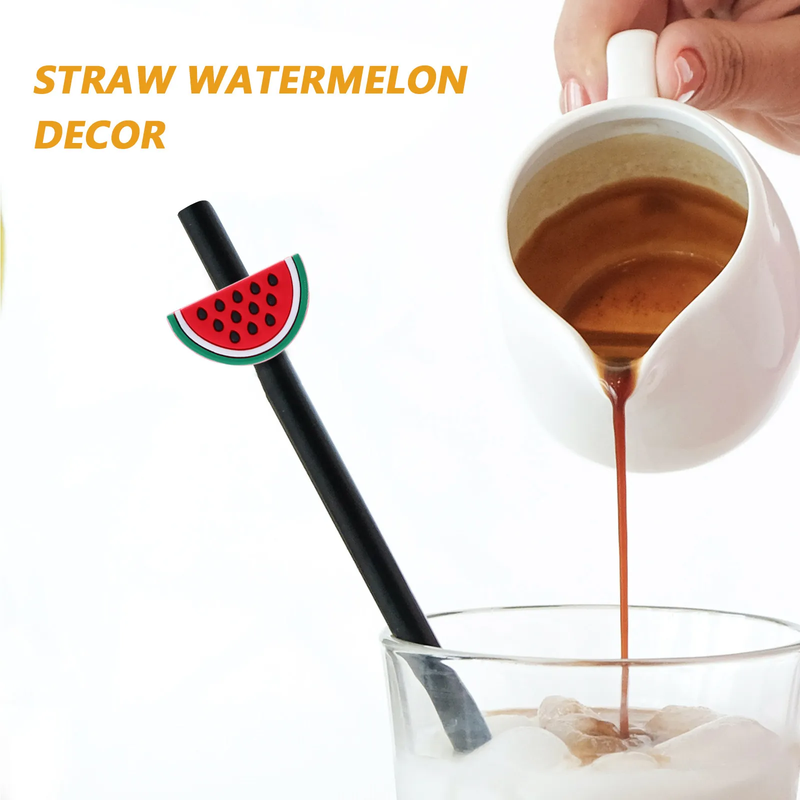 10Pcs Straw Watermelon Drink Decor Cute Straw Toppers Charms Accessories for Party Bar Birthday Tumbler Accessories