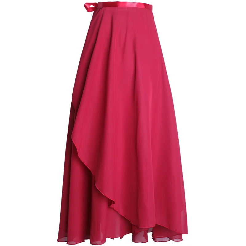 Long Chiffon Ballet Skirts Women Lyrical Soft Ballet Dress Black Burgundy Navy Pink White Adult Ballet Dance Costumes