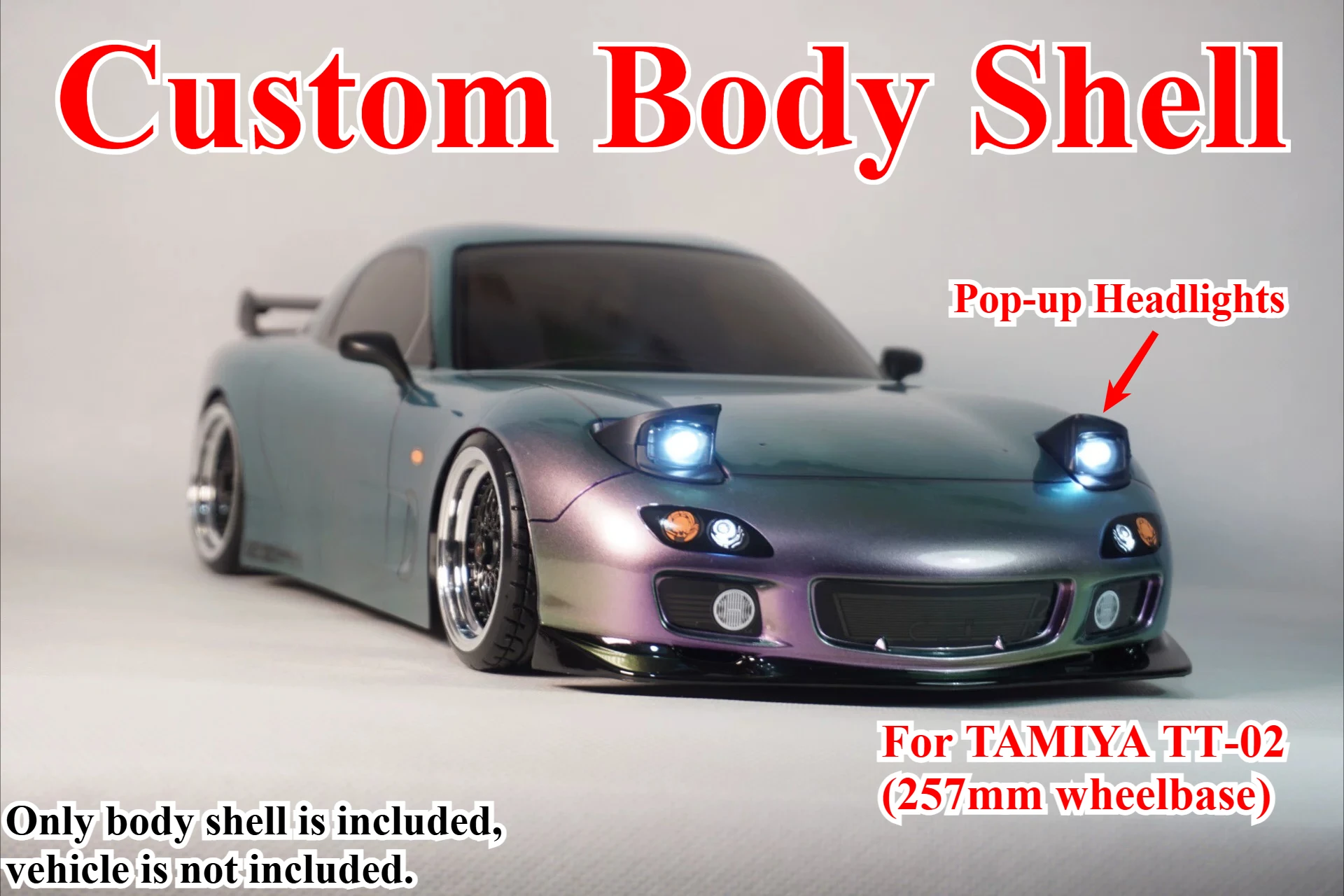 For TAMIYA TT02 1/10 RC Drift Car Custom JDM Style Body Shell Pop‑Up Headlight Exterior Appearance Upgrade Hobby Accessories