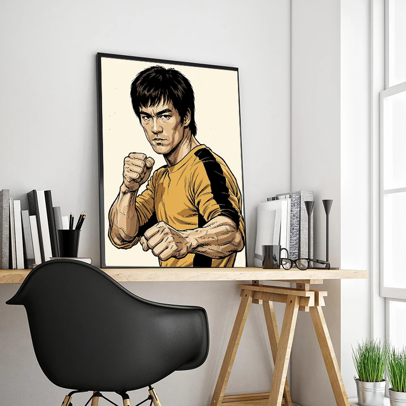 Classic Kung Fu Star Dragon Inspirational Quote Canvas Painting Pop Art Movie Figure Painting Canvas Poster Wall Home Decor