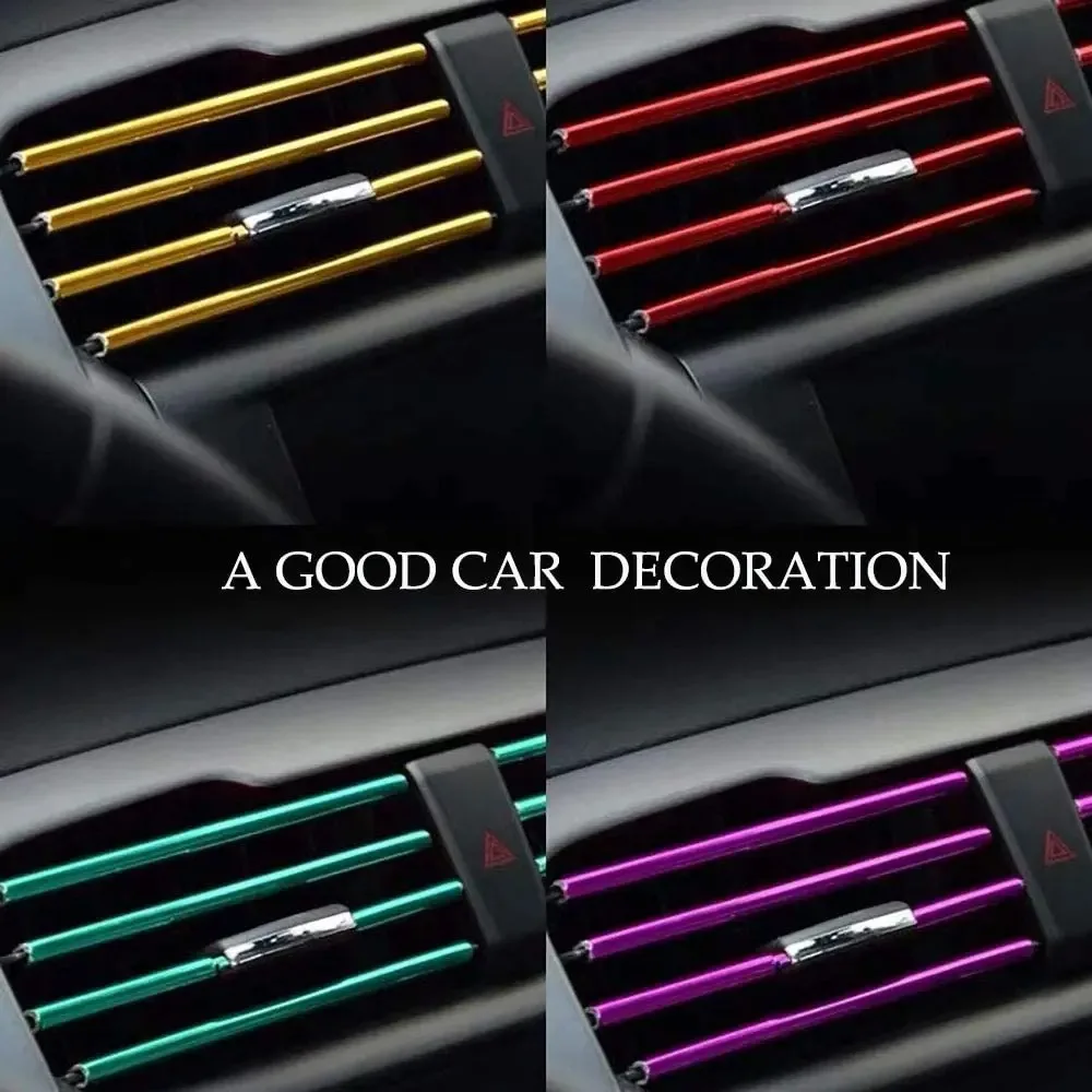 

10Pcs Colorful Car Accessories DIY Auto Interior Air Conditioner Outlet Vent Grille Chrome Decoration Strip Car Styling Decorate