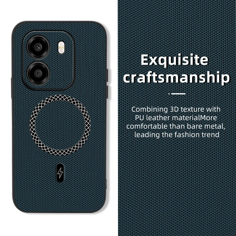 For Huawei Honor X6e 4G Case for Magsafe Magnetic Pu Leather Texture Anti-Slip Shockproof Hard Phone Cover for Honor X6 E X6E