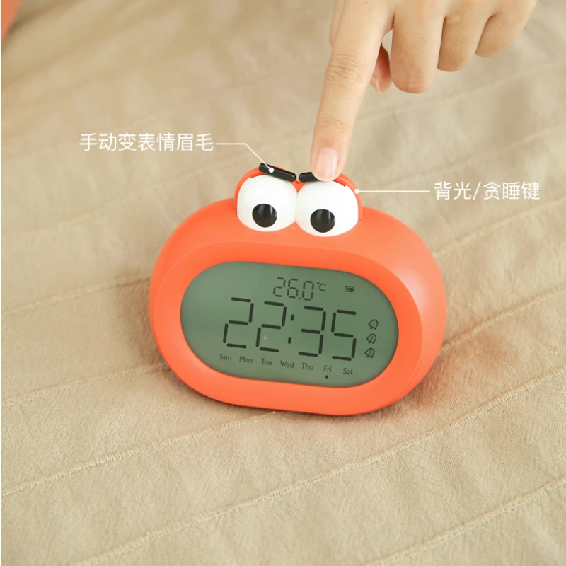 Lamp Cute Alarm Clock Digital Creative Loud Smart Thermometers Bedside Alarm Clock  Bluetooth Silent Light Desk Decor Modern