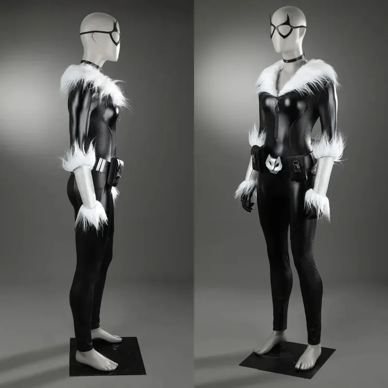 여성 고양이 펠리시아 코스프레 의상 가죽 점프수트 벨트 풀 세트 및 개별 아이템 할로윈 의상 맞춤 제작 sk;m1