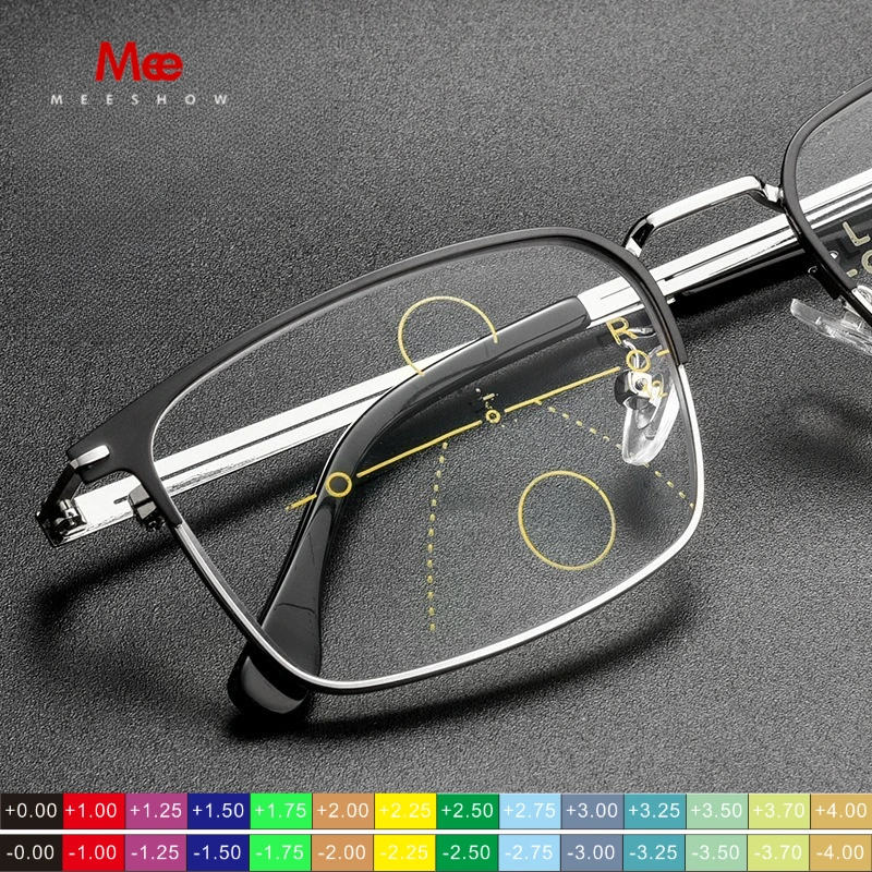 

Очки Meeshow Classic Metal Progressive Multifocal: Прогрессивные мультифокальные очки с защитой от синего света и бликов, комфортные для мужчин и женщин, для вождения и использования в помещении