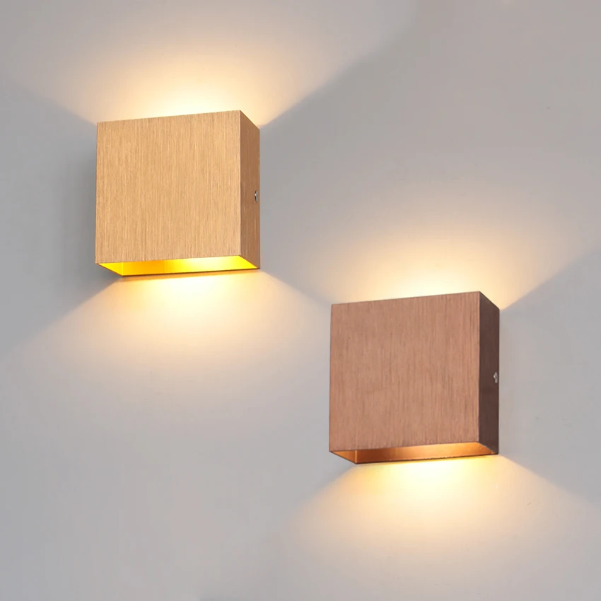 6 واط LED مصباح الجدار الداخلي صعودا وهبوطا توهج نحى الذهب/الفضة/أسود/القهوة الألومنيوم أضواء الجدار إضاءة ديكوريّة المنزل AC90-260V