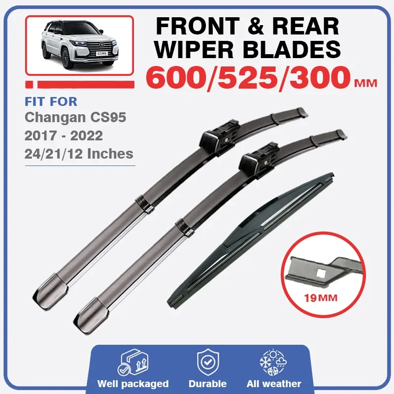 Front Rear Wiper Blades Set For Changan CS95 2017 - 2022 Windshield Windscreen Brushes Accessories Rubber Refills 2018 2019 2020