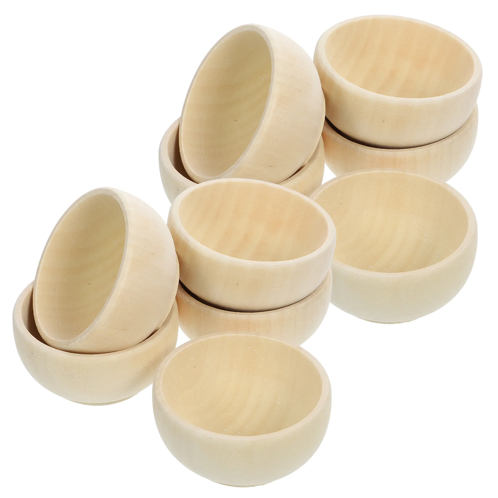 10 Pcs Small Wooden Bowl Bowls for Painting DIY Miniature Crafts Unfinished Child