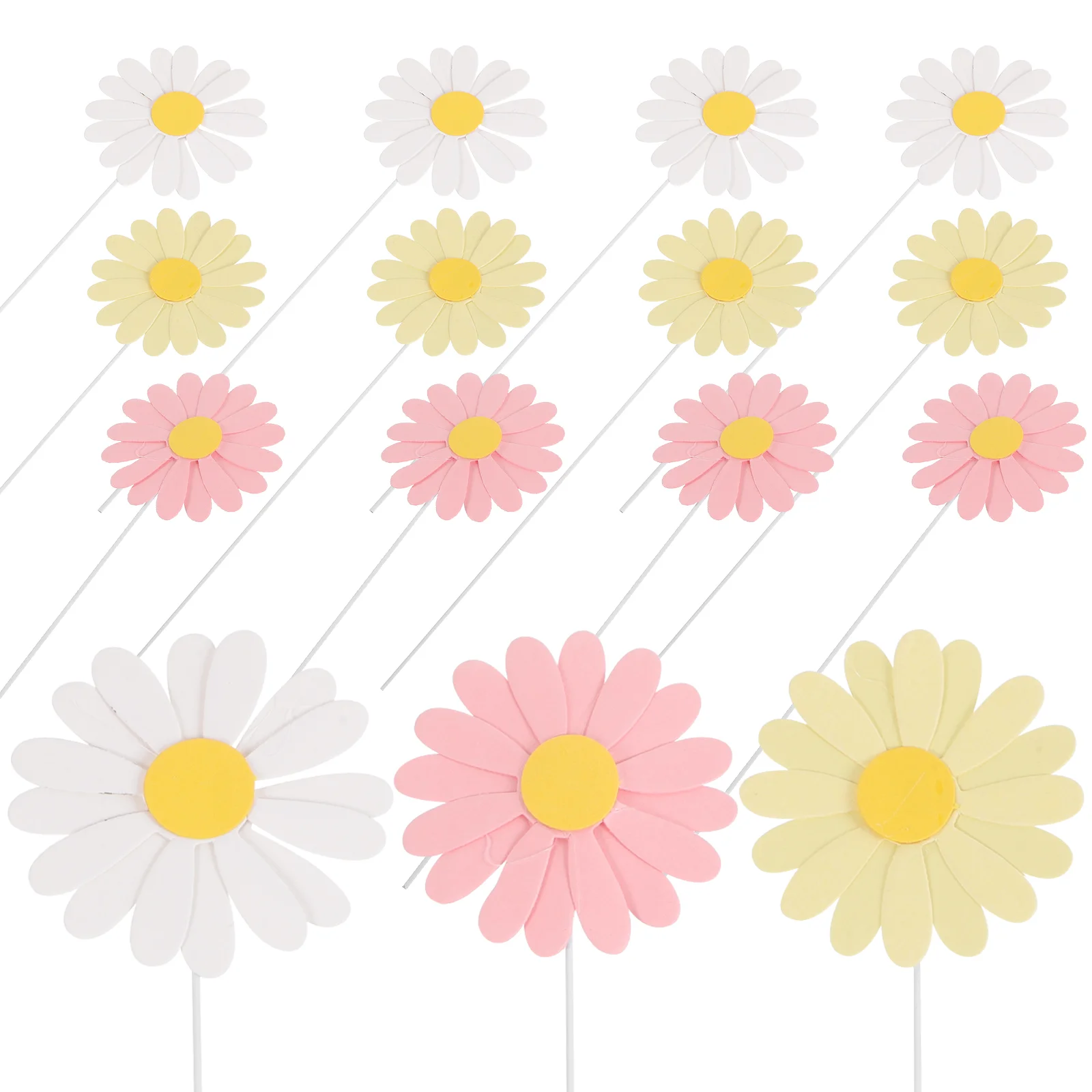 

30 Pcs Daisy Cake Toppers Delicate Floral Cupcake Picks Bohemia Assorted Color Flower Plastic Paper