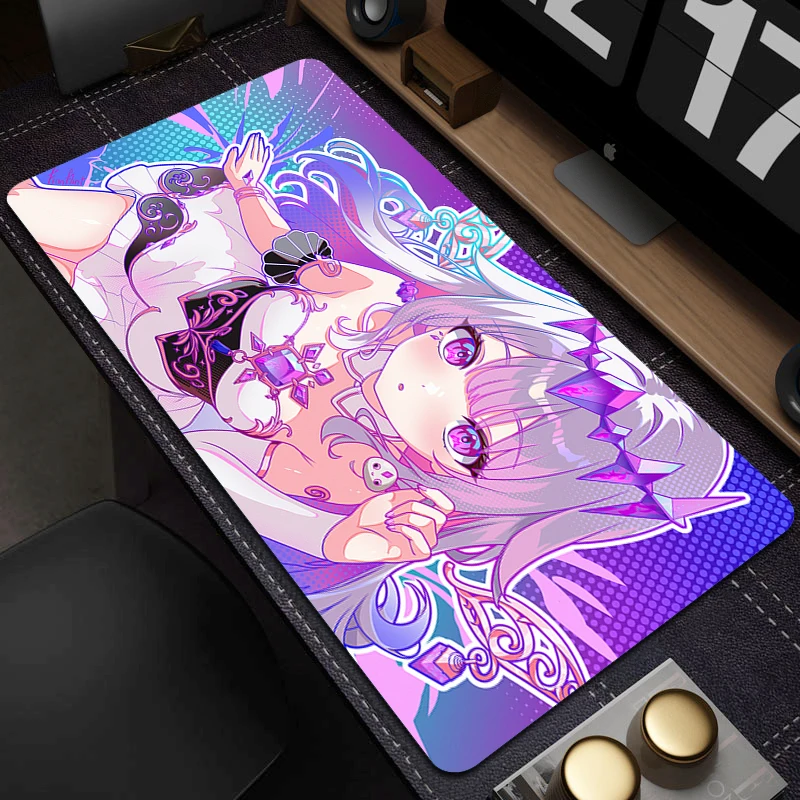 

Cute Mouse Pad Kawaii Anime Girl Rubber Mousepad Anime Non-Slip Mouse Mat HD Print Desk Mat Extend Computer Keyboard Mat Deskpad