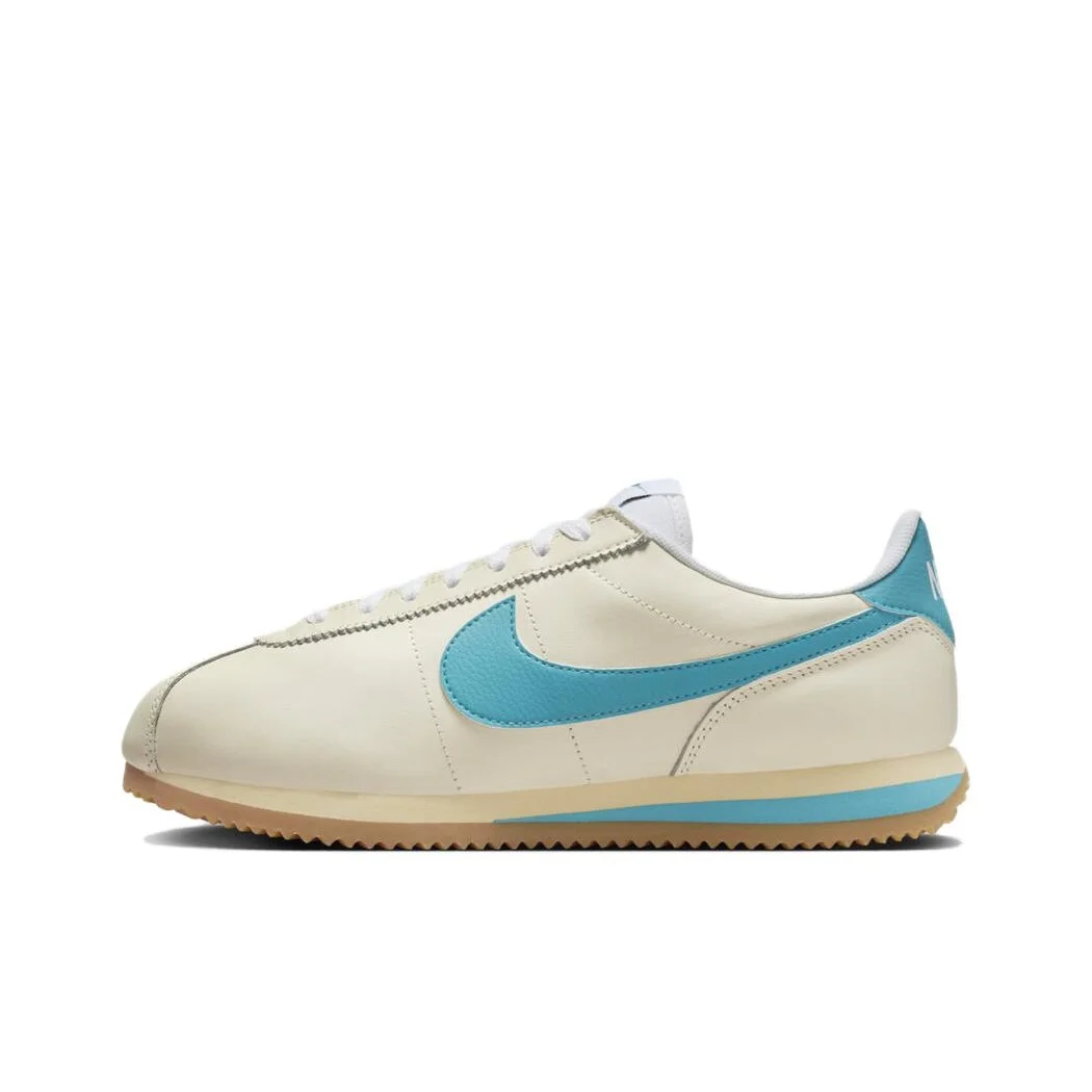 Nike Cortez Running Shoes Women's Low Top Beige Blue HF4268-113