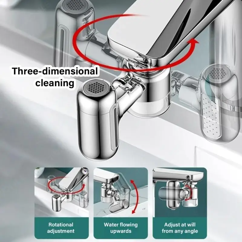 652F 4 In 1 Rotating Water Filter Tap Adapter Two Cartridges Water Saving Tap Aerator