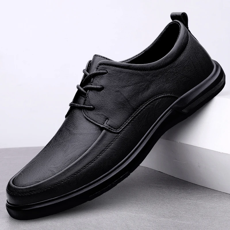 

Men Oxford Shoes lace up High Quality Genuine Leather Men's Shoes Fashion Breathable Men Casual Shoes men Flat Work Shoes