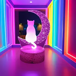 Cute Cat 3D Lamp LED Night Light Table Lamps Nightlight for Children's Lights Smart Touch Home Bedroom Desk Decor Birthday Gifts