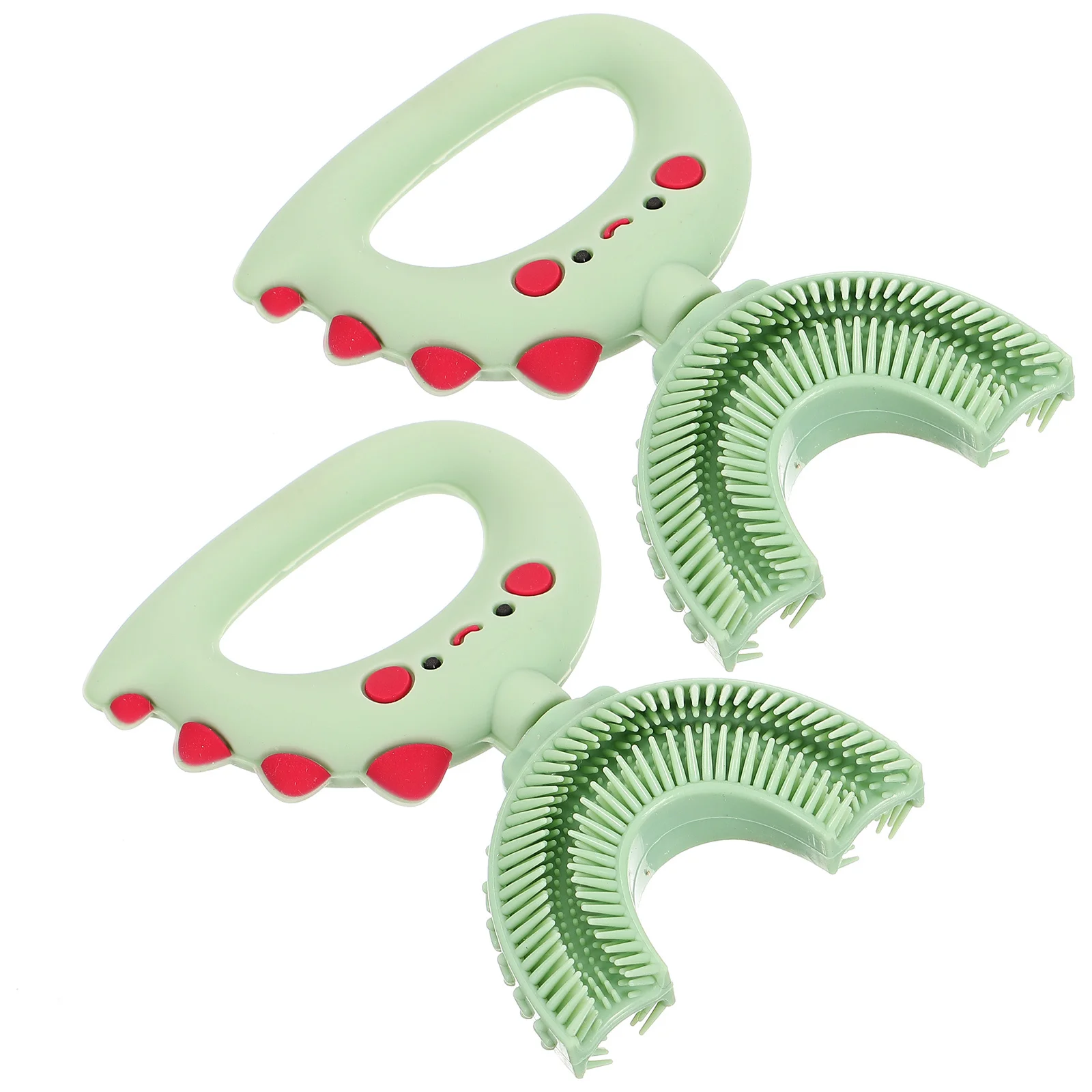 

2Pcs Silicone U Toothbrush Kids Cartoon Children Toothbrush Bite-Resisting Portable Adorable Brush Teeth Dinosaur Cleaning