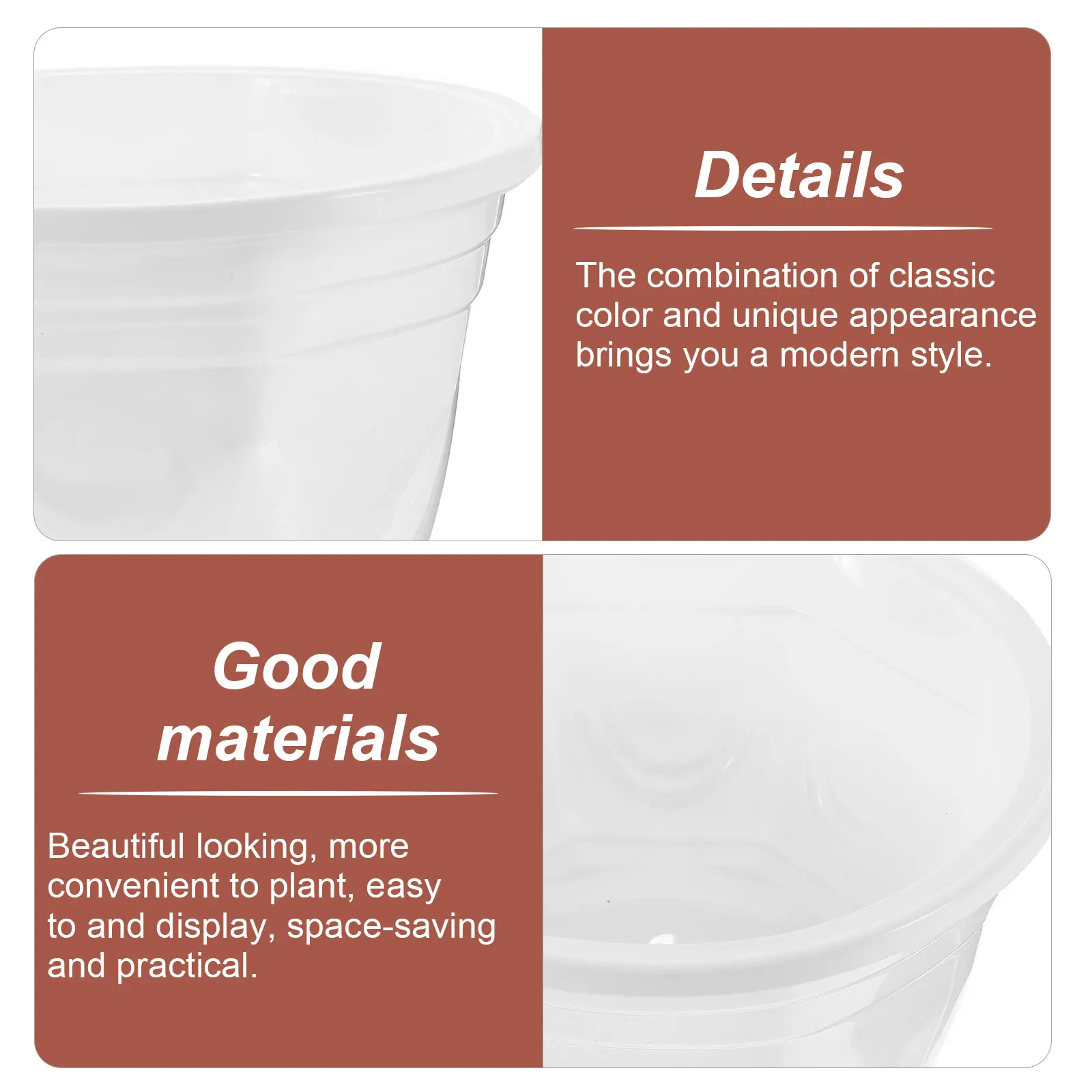 

6 Sets Indoor Pots for Plants Automatic Water Absorbent Flower Watering Bonsai Flowerpots Plastic Planters White Office