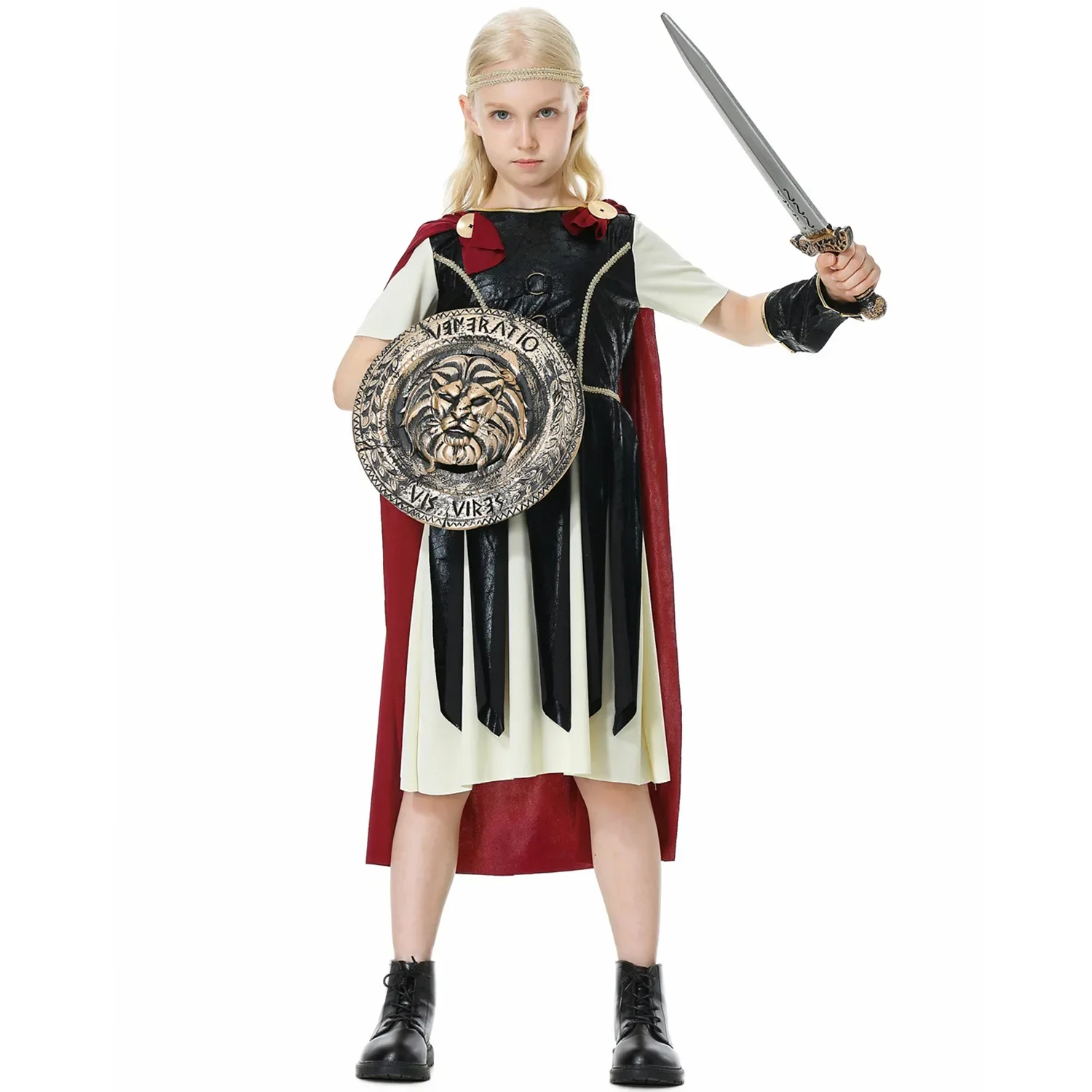 Costumes de chevalier médiéval pour enfants, soldat spartiate romain Kokor, gladiateur pour garçons et filles, fête d'Halloween, prairie, Grèce