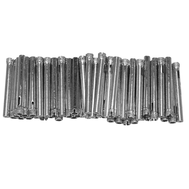 A013 50Pcs Diamond Coated Drill Bit Set 6mm Diamond Tipped Hole Saw for Tile, Glass, Ceramics, Porcelain, Marble