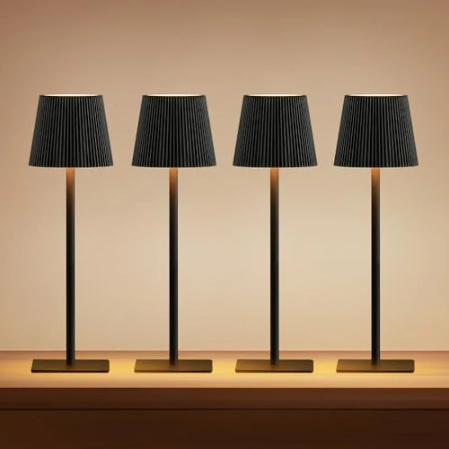 

4 Pack Cordless Table Lamp, 6000mAh Rechargeable Battery Operated Desk Lamp, Two Adjustable Heights, Waterproof, Touch Control