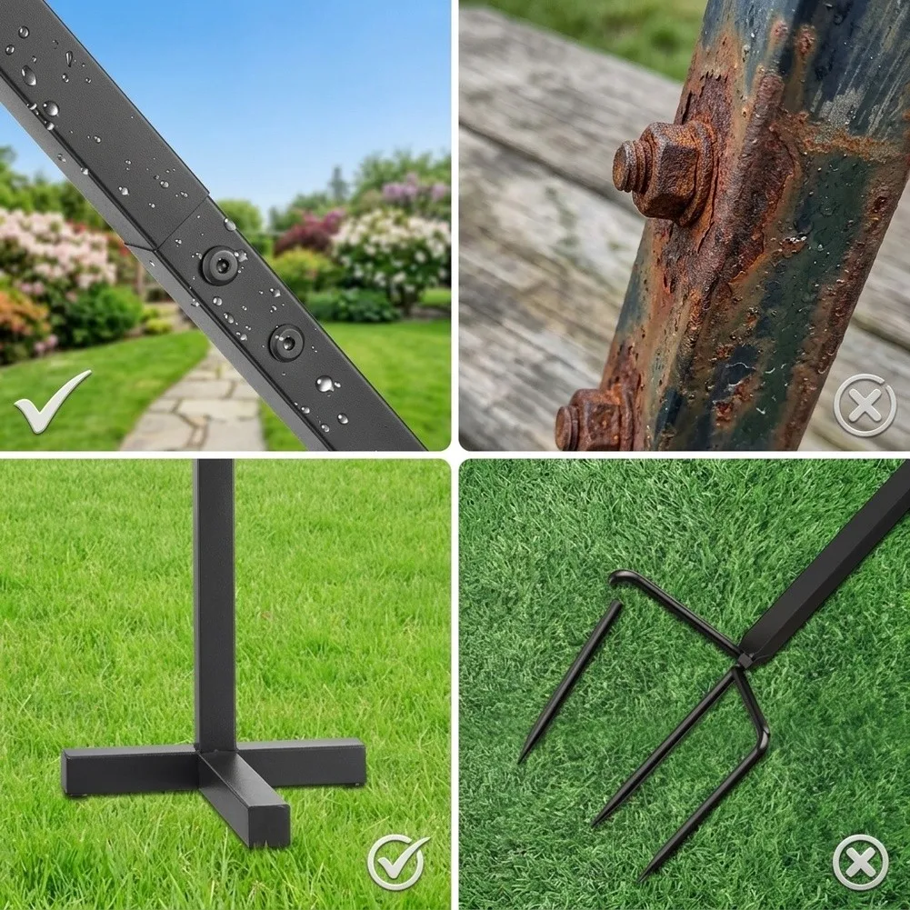 Garden Hose Stand Built for Durability with Rust Resistant Black Lacquer Finish Suitable for Sun Rain and Snow