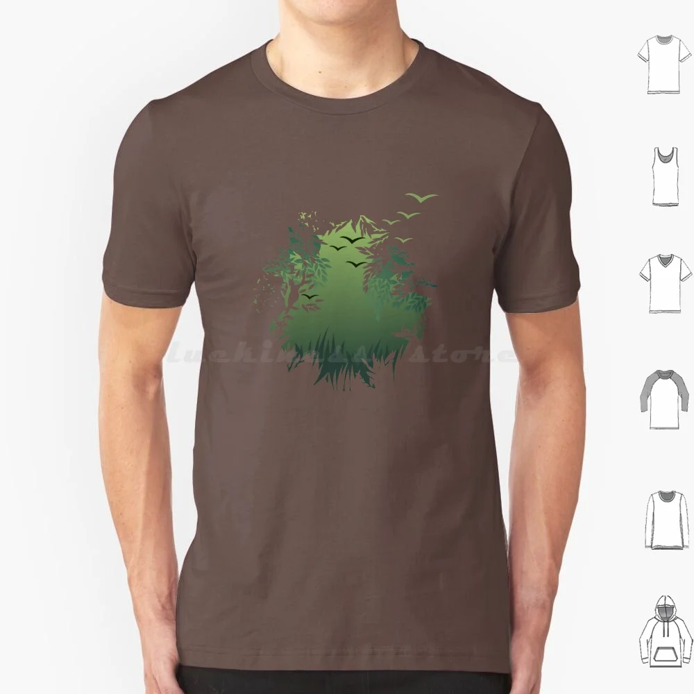 In The Forest T Shirt 6xl Cotton Cool Tee Forest Vector Cool Tree Bird Fly Grass Green Spooky Autumn Night Bat Spring Summer