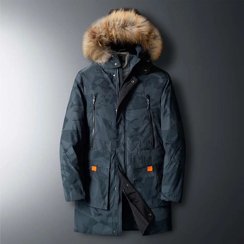

Mens Coat High Quality Thermal Down Jacket Thick Puffer Jacket Overcoat Men's Winter Parka Men 90% White Duck Down Removable Cap