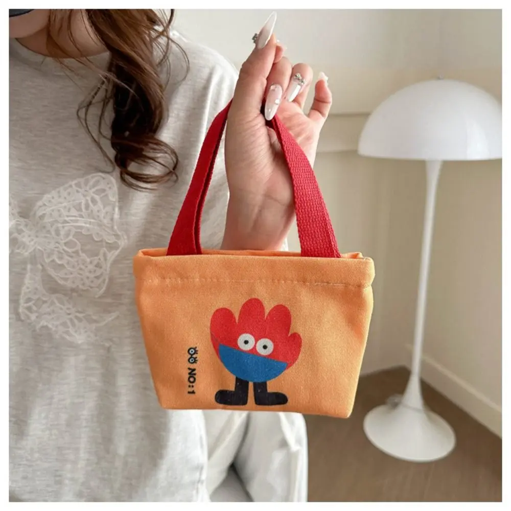 Cartoon Mini Canvas Tas Koreaanse Stijl Hand Snacktas Draagtas Kleine Zakjes Lunchtas