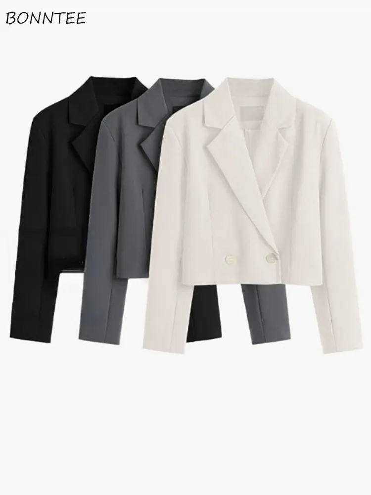 

Cropped Blazers Women New Spring Korean Style Chic Outwear Office Ladies Elegant Temperament Designed Chic Popular Streetwear