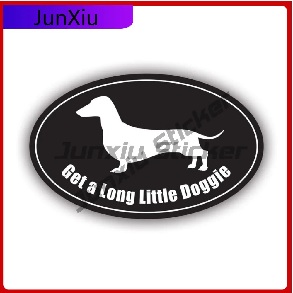 

Oval Get A Long Little Doggie Sticker Uv Protected Decals Auto Decor Car Sticker Vinyl Decal Round Sun Protection Waterproof