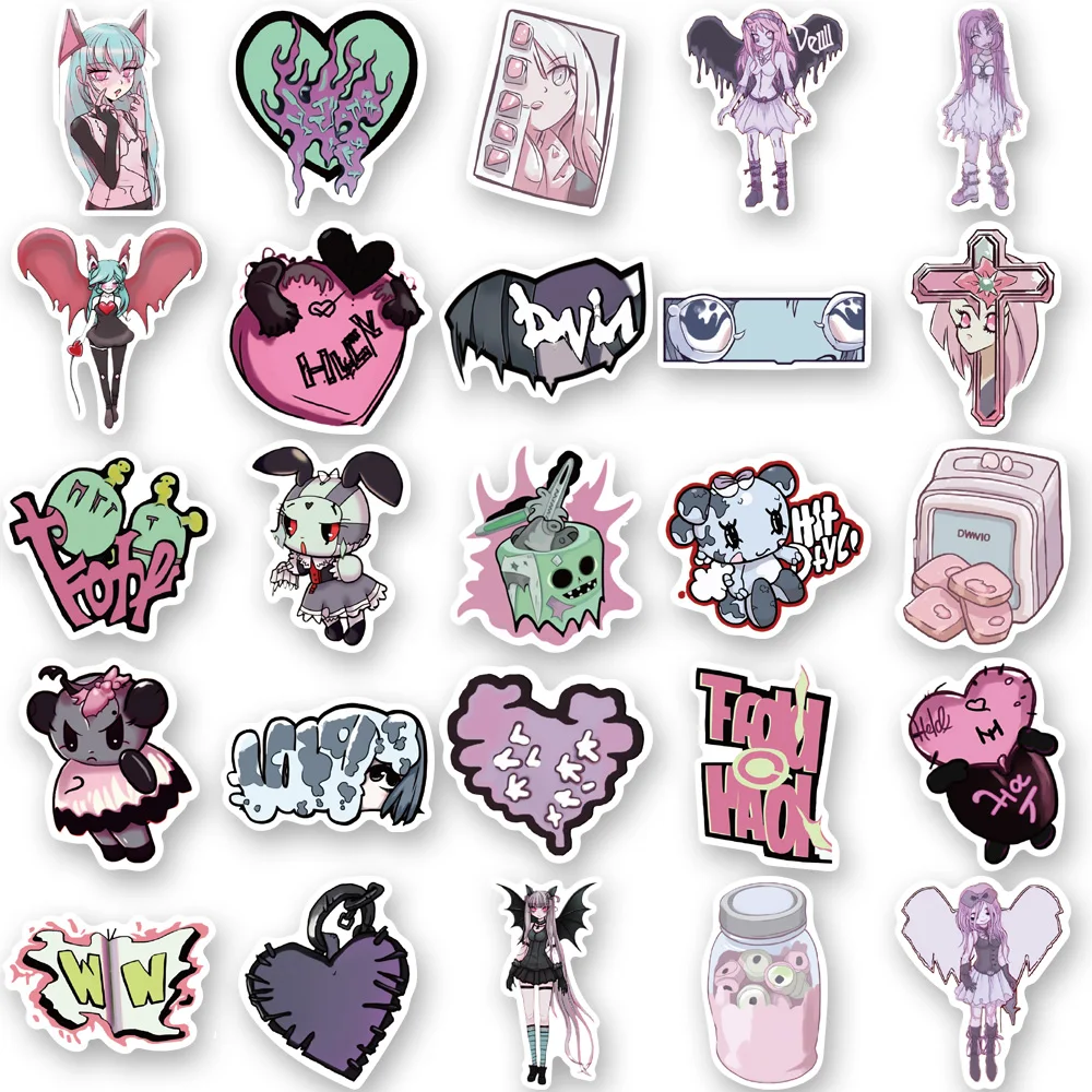 10/50 pz Ins Style Stickers Pink Kawaii Y2K Domi Girls adesivi gotici ecals fai da te Notebook telefono Skateboard bottiglia impermeabile