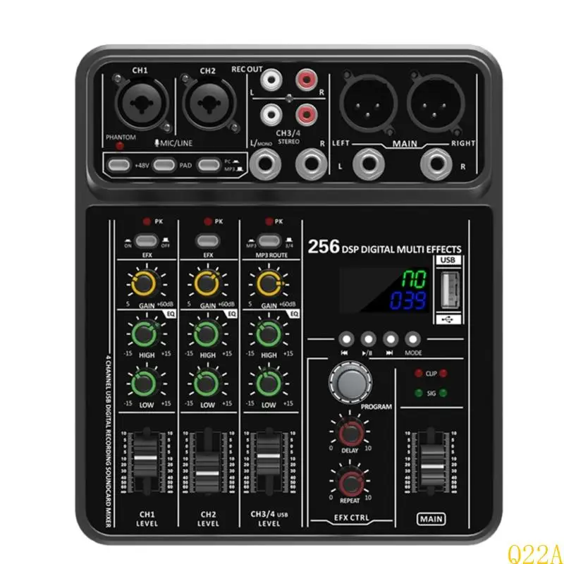 

Q22A 4Channel Audios Mixer for Live Recording Streaming Studio Headphone Monitoring