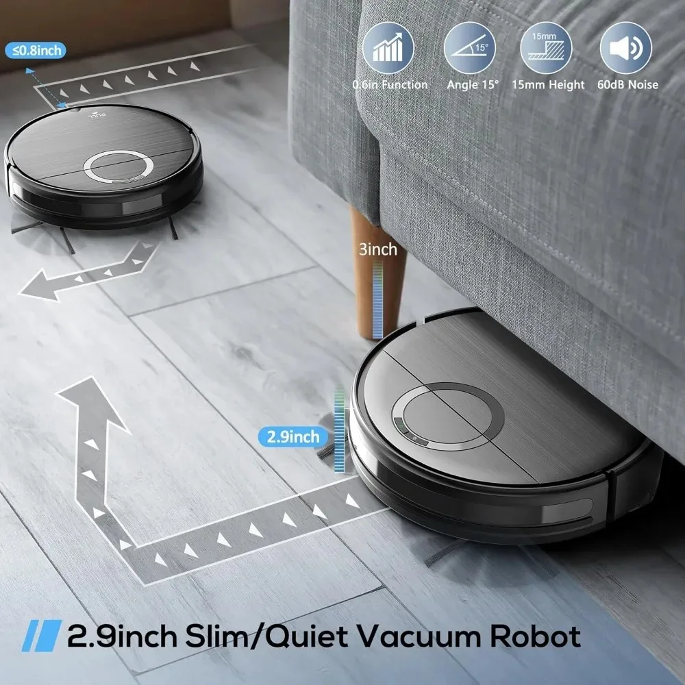 2 in 1 Mopping Robot Vacuum Cleaner with Schedule, Wi-Fi/App/Remote, Self-Charging Robotic Vacuum,Ideal for Hard Floor, Pet Hair