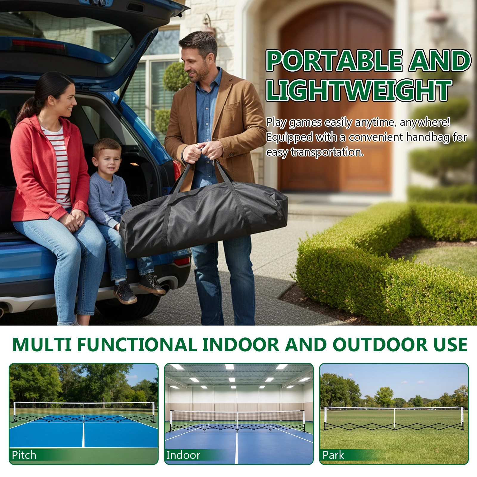 

Retractable Pickleball Net 22FT Pickleball Set Net with Steady Metal Frame Free Assembly & Carry Bag for Indoor and Outdoor Use