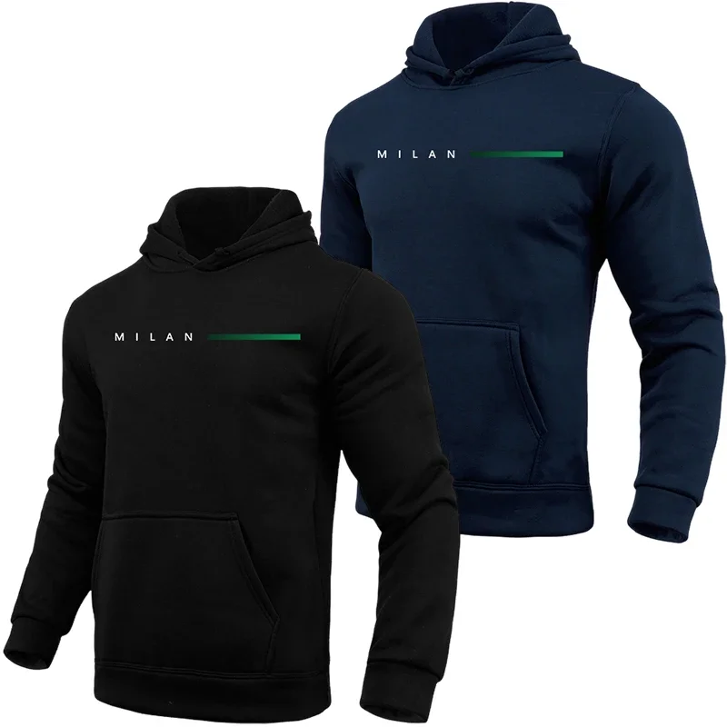 2025 رائجة البيع الرجال ميلان أغطية رأس مطبوعة كل موسم اليومية عادية الرياضة قمصان سويت شيرت بقلنسوة الذكور المنزل في الهواء الطلق الراحة قمة الموضة