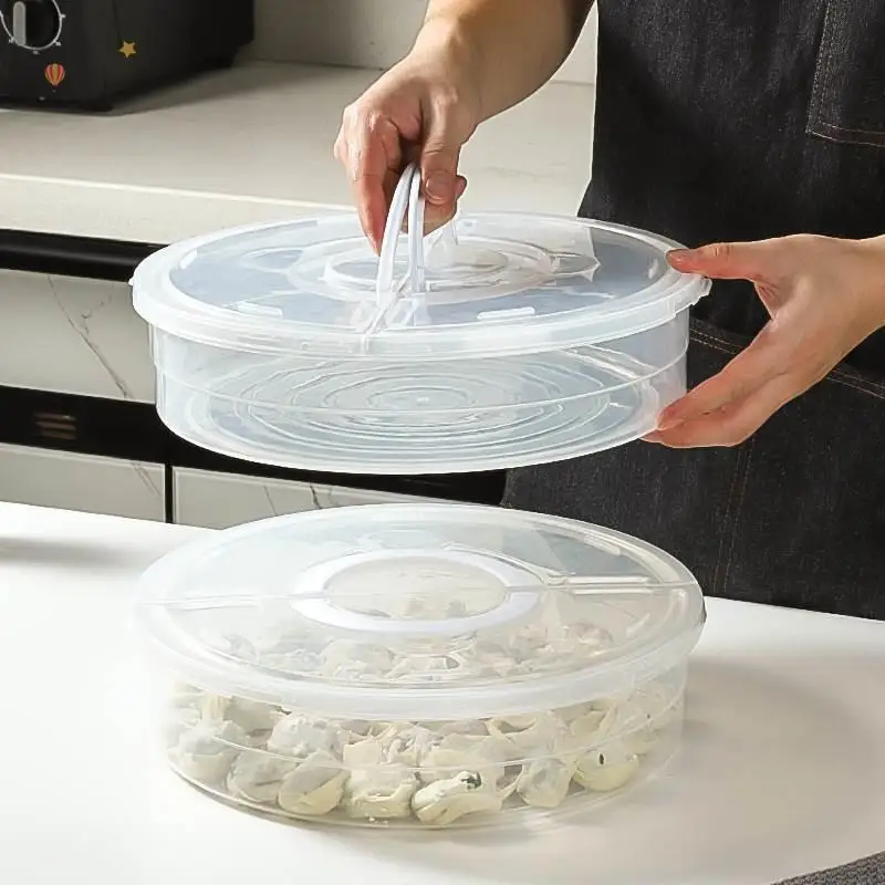 

Прозрачная круглая кухонная морозильная камера, многофункциональный ящик для хранения, контейнер для консервации пельменей, защита от запаха, продукты питания ade PP