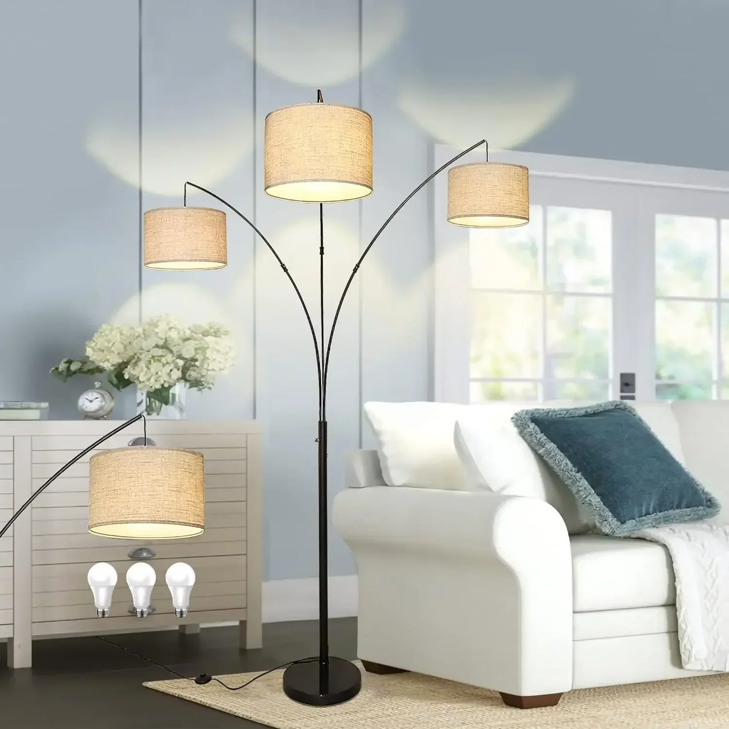 

GHEUVNJ Lamp, Modern LED Floor Lamp with Hanging Lampshades,Tall Standing Lamp with lamps for living room floor lamps