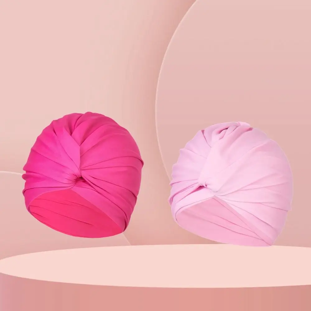 Female Girl High Elastic Swimming Hat Stretchy Free Size Swimming Caps Fabric Multi Colors Women Swimm Hat Water Sports