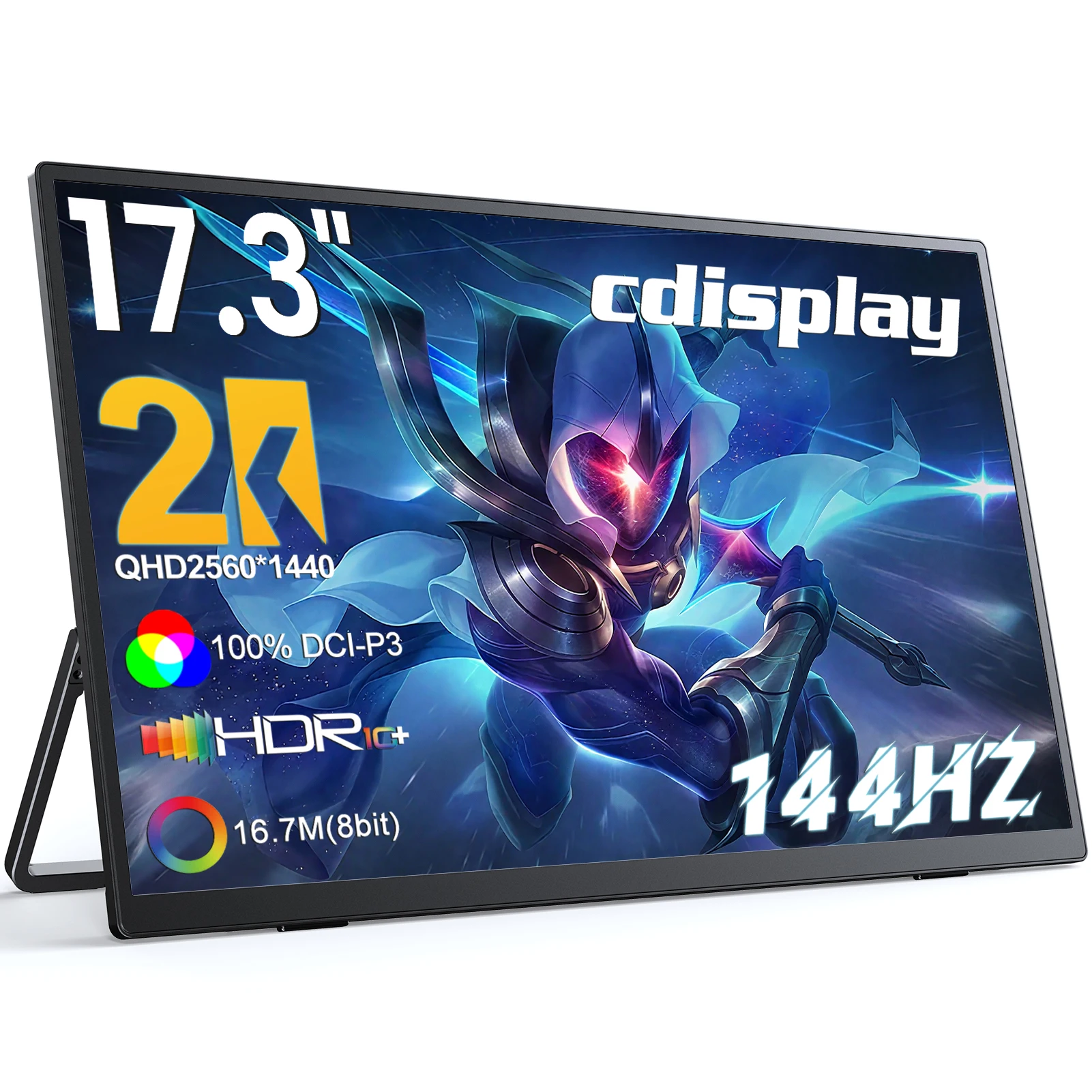 

17.3 inch 2K Portable Gaming Monitor 2560x1440 100%sRGB IPS Second Screen for Laptop Xbox PS5 Switch Travel External Display