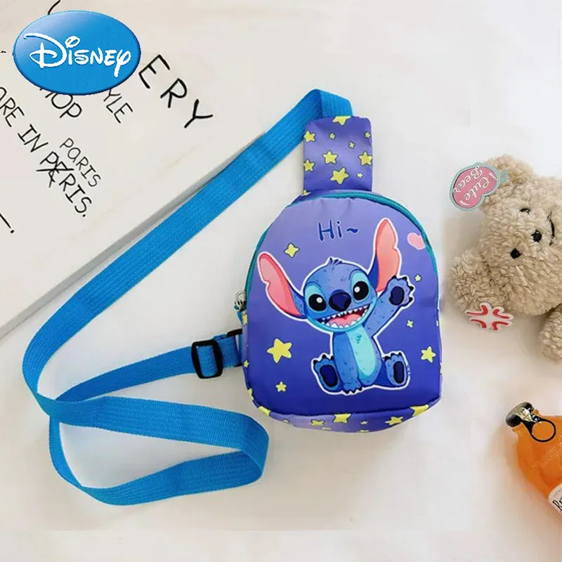 Disney-Sac à bandoulière Stitch pour enfants, sac de poitrine de dessin animé mignon, sirène, Minnie, Frozen, mode extérieure, cadeau d'anniversaire