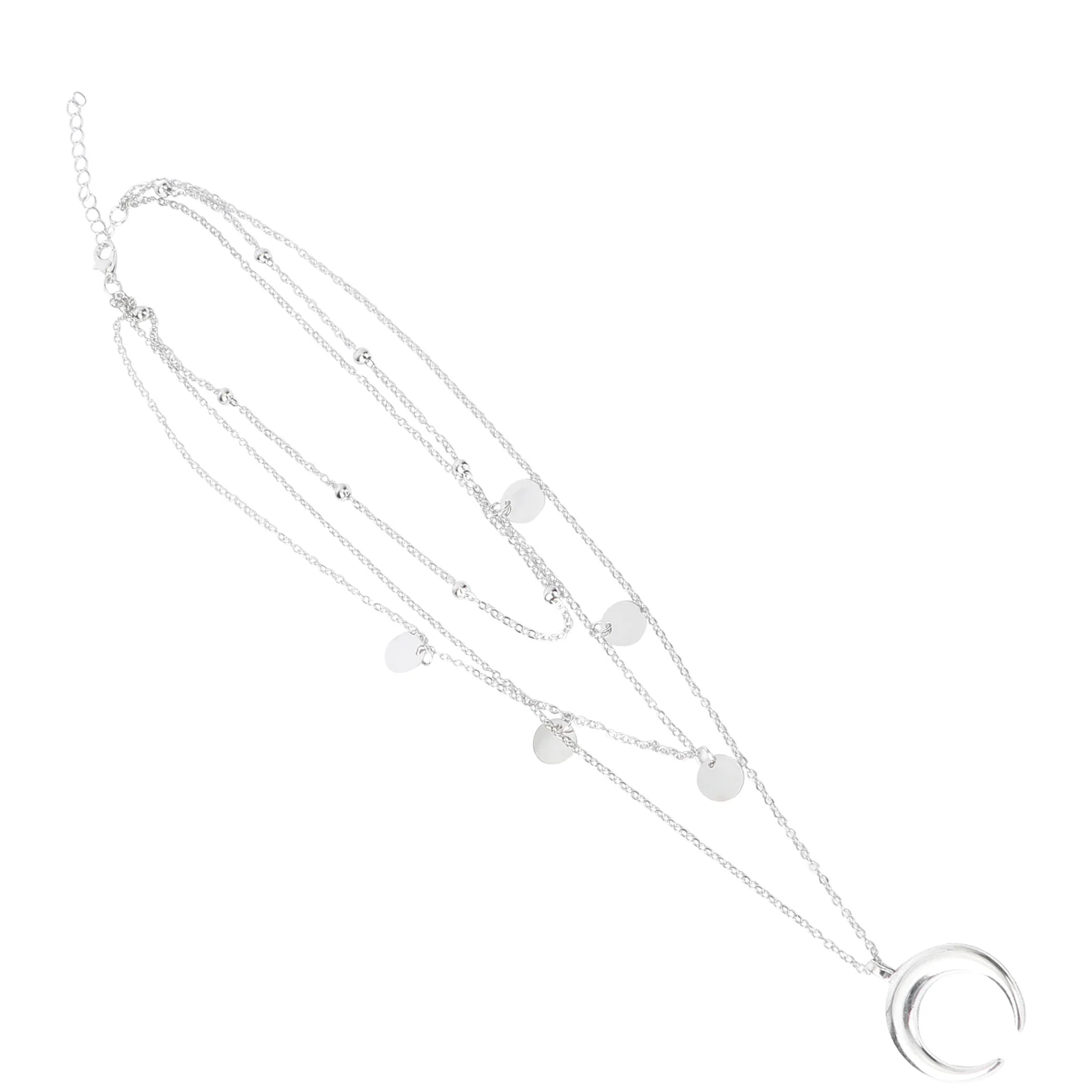 

Women Suit Moon Pendant Necklace Ladies Jewellery Rhinestones Silver Women's Jewelry Miss