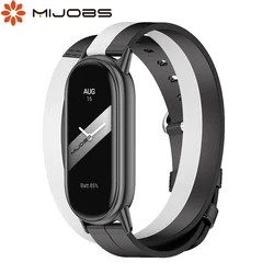 Mi Band 8 Leather Strap Double-Loop Bracelet for Xiaomi Mi Band 9 10 Smart Watch Wristbands Miband 7 6 5 4 Replacement Strap