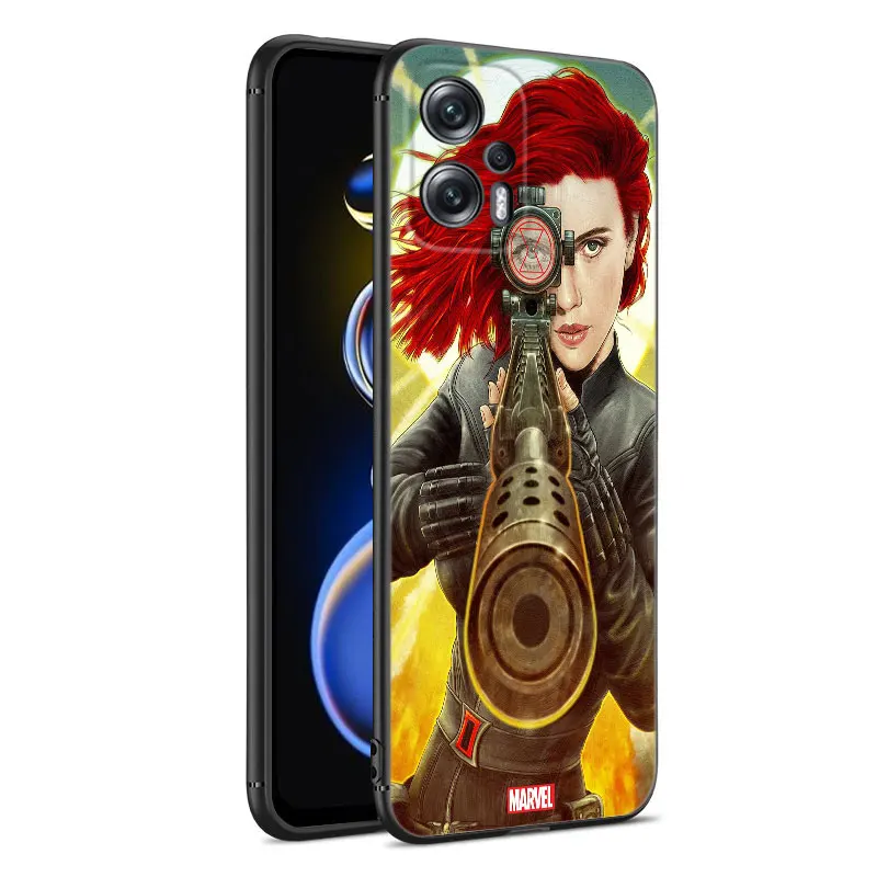 Marvel Black Widow Black Silicone Phone Case For Xiaomi POCO X3 X4 NFC F4 GT F5 F6 M4 M6 X5 X6 NEO Pro 5G M5