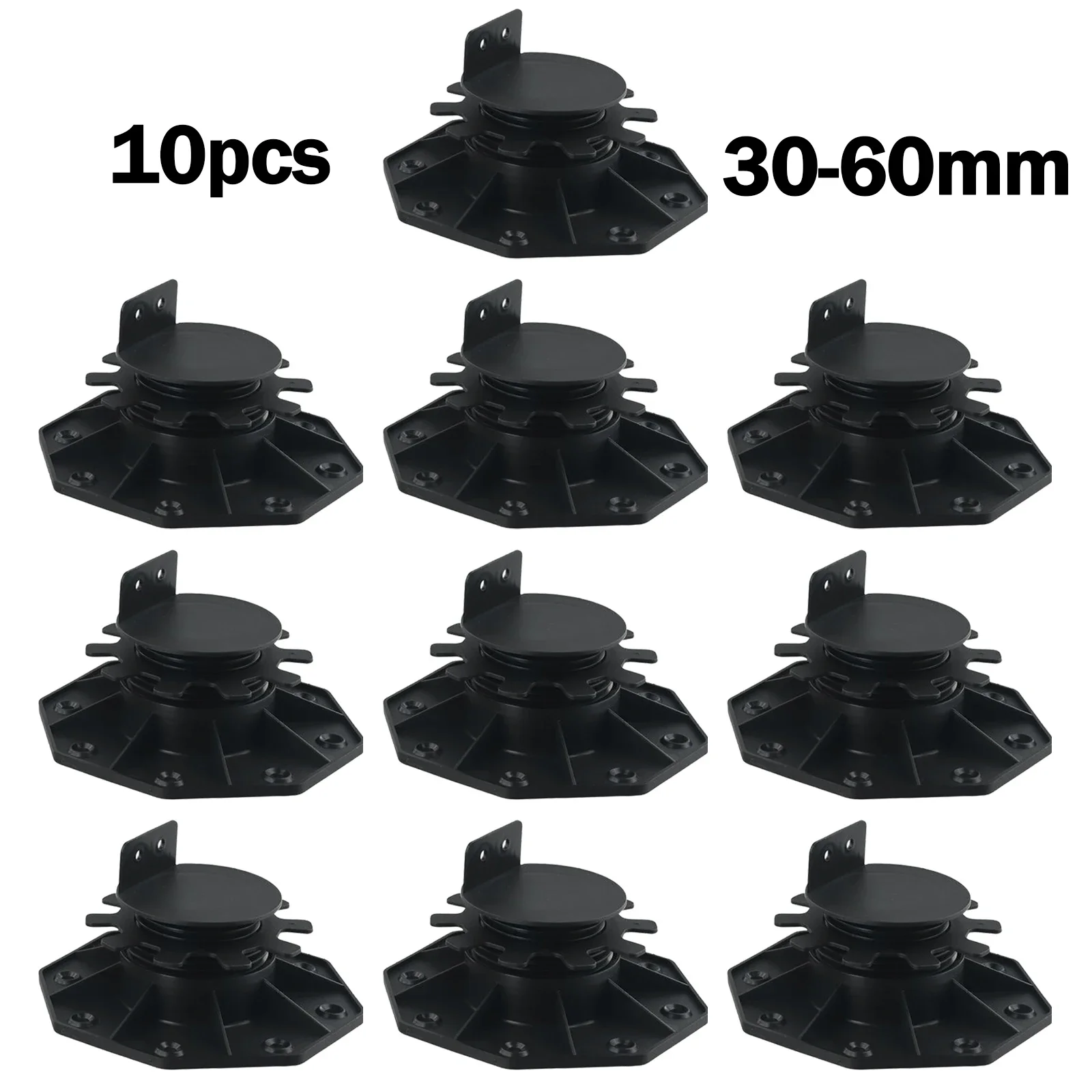 10pcs Adjustable Decking Pedestal Riser Bearing Support 18-30mm 30-60mm