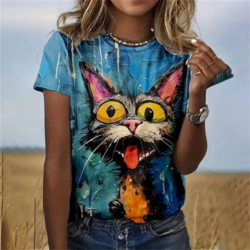 Funny Women's T-Shirts Cartoon Characters Ainimal 3d Print T-Shirt Harajuku Casual Short Sleeve Top Tee O Neck Female Clothing