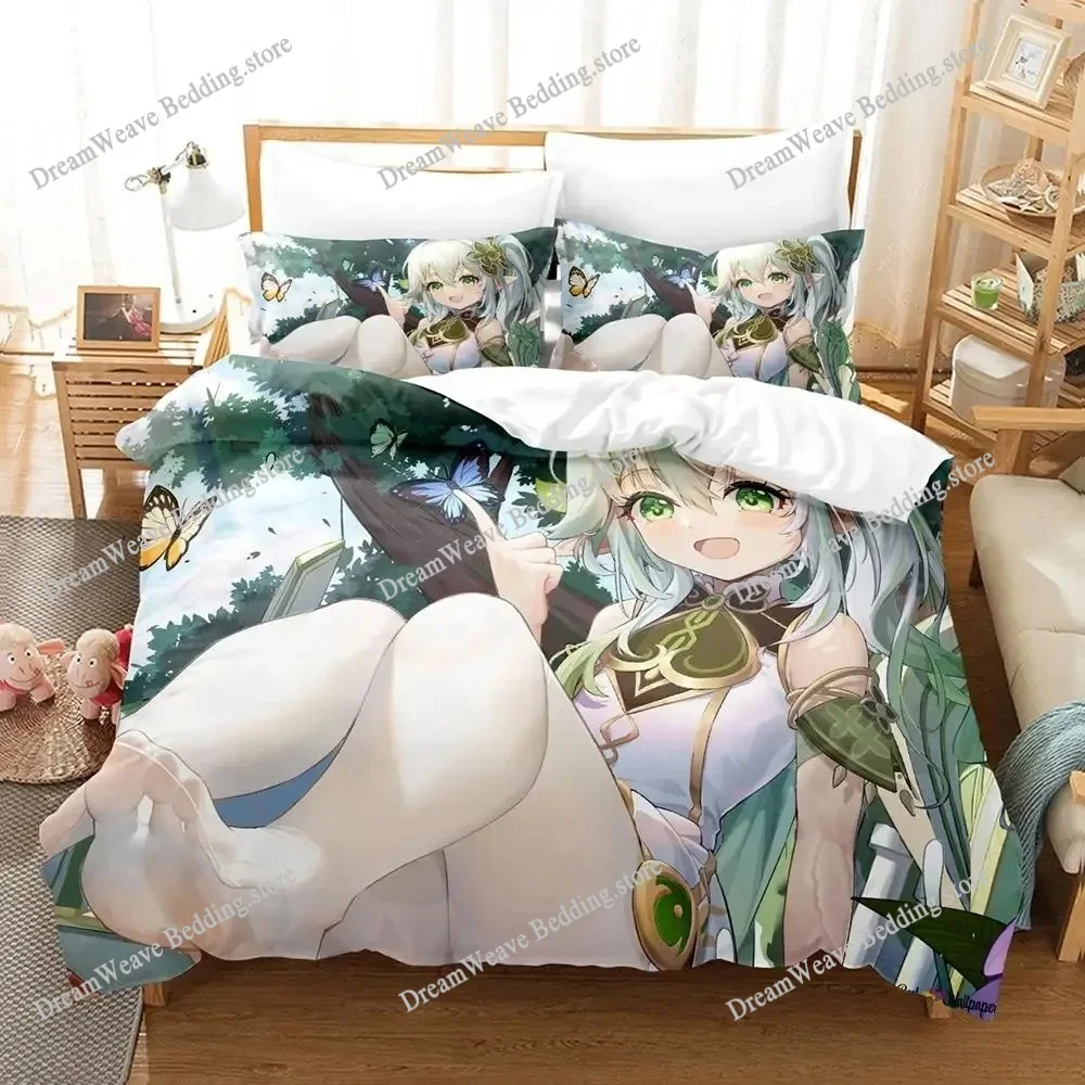 

New Game Nahida Genshin Impact Bedding Set Cartoon Anime Adult Kid Bedroom Duvetcover Sets 3D Kawaii Girls Home Textileextile