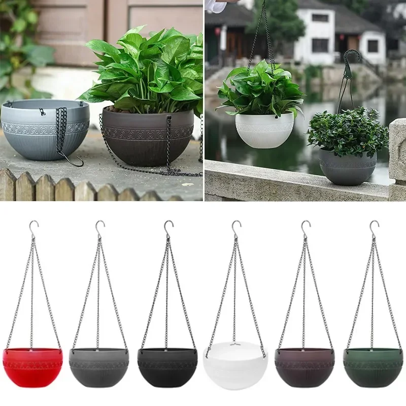 Chain Hanging Basket Lifting Flowerpot Plant Hanger Baskets Rattan Flower Plant Pot Planter Home Garden Balcony Decoration