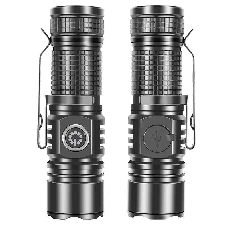 White laser LED strong light multi-functional ultra bright long shot flashlight TYPE-C charging convenient mini flashlight