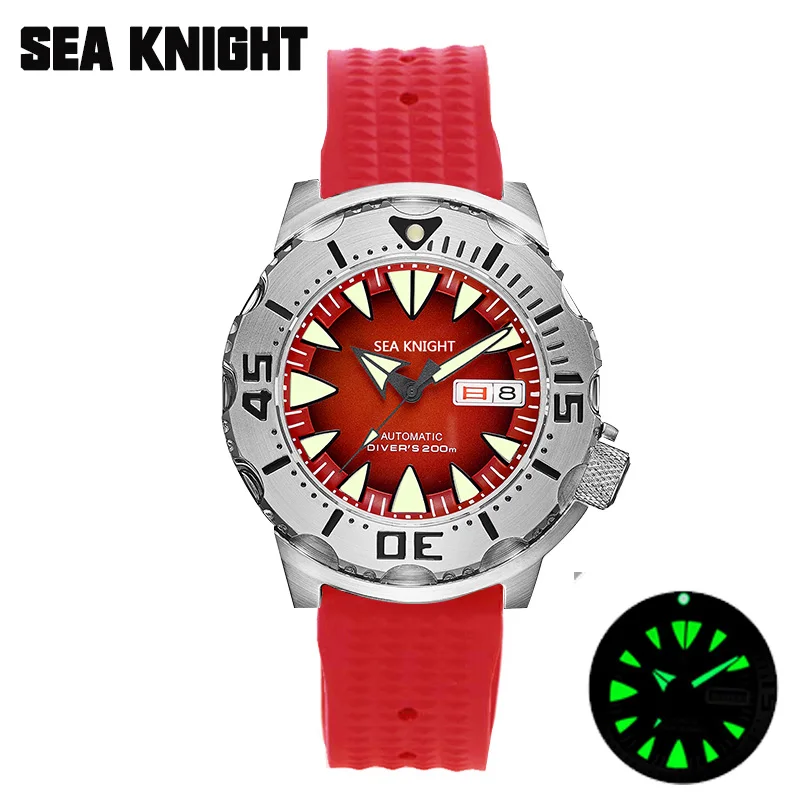 

Sea knight Monster V2 Watch NH36 Automatic Mechanical Red Dial Diver Watch 200M Water Resistance Stainless Wristwatch Men Luxury