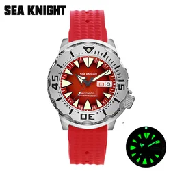 Sea knight Monster V2 Watch NH36 Automatic Mechanical Red Dial Diver Watch 200M Water Resistance Stainless Wristwatch Men Luxury