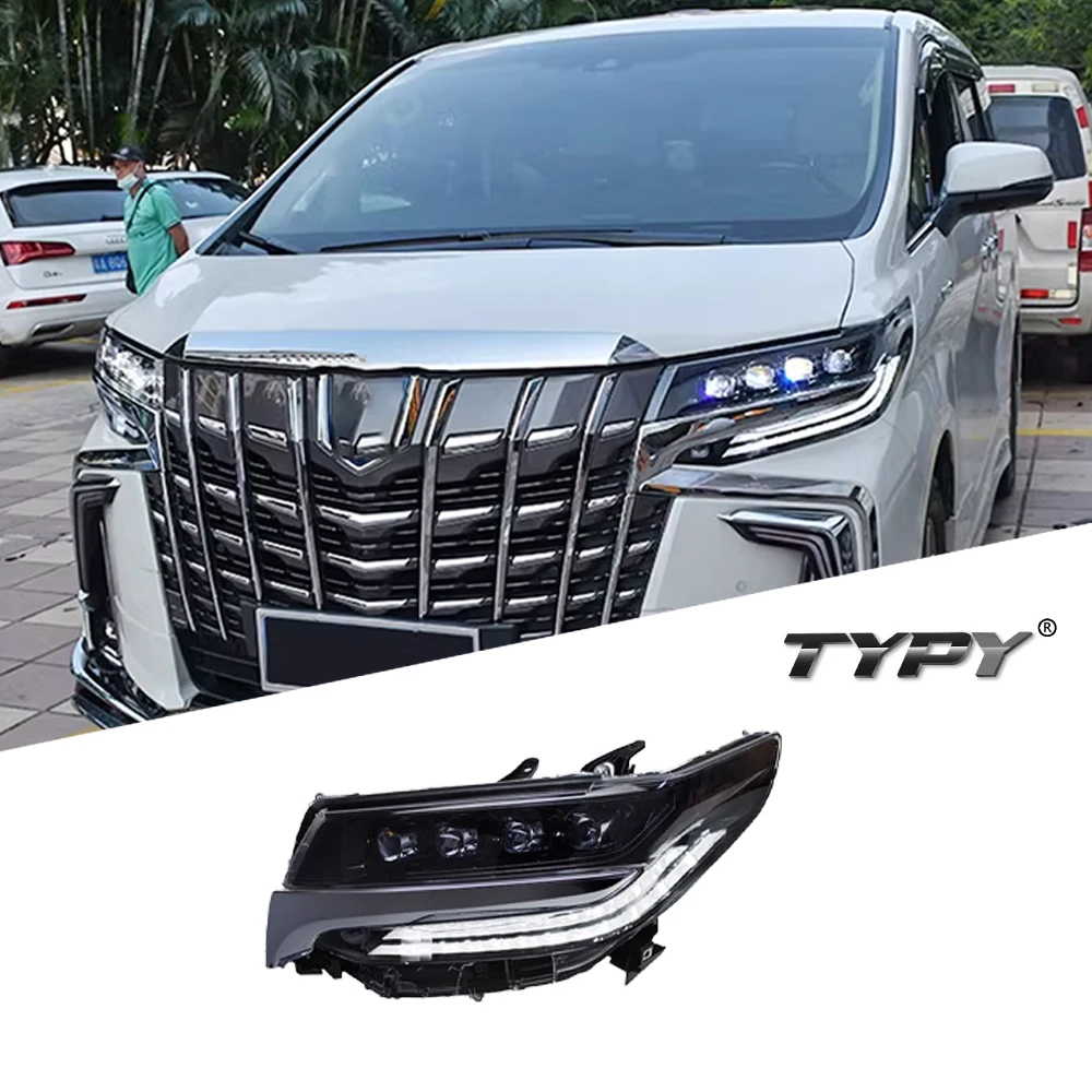 TYPY New LED Headlight Upgrade Modified Full Head Lamp For Toyota Alphard 4 led 2018-2021 Turn Signals Daytime Running Lights